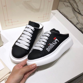 platform sports style women's casual shoes black&white light and breathable rubber sole sneakers with laces Clunky sneaker