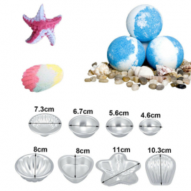 16 Pcs Set DIY Bath Bomb Molds 8 Sizes Aluminum Cake Baking Molds Soap Mold for Crafting