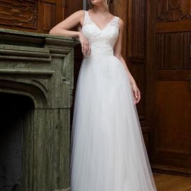 Free Wrap White Ivory Tulle V-Neck Applique Sheath Wedding Dresses Bridal Pageant Dresses Wedding Attire Dresses Custom Size 2-18 KF1217193