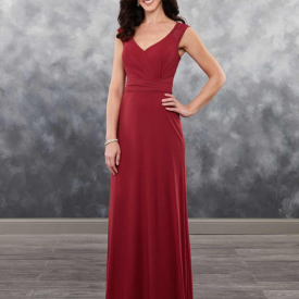 Elegant Wine Chiffon V-Neck Mother's Dresses Mother's Special Occasion Weddings Party Dresses Custom Size 2-18 KF101396