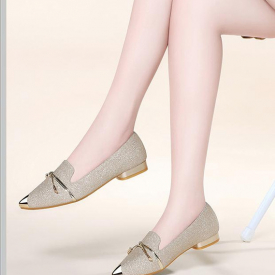 2019 Women's shoes in Spring and Autumn with New style Low heel pointed end bowknot@3006