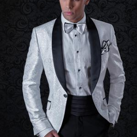 Jacquard One Button Groomsmen Shawl Black Lapel Groom Tuxedos One Button Men Suits Wedding/Prom Best Man Blazer ( Jacket+Pants+Tie)