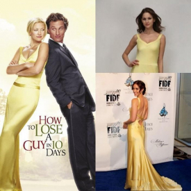 Kate Hudson Yellow Gold Celebrity Evening Dresses in How to Lose a Guy in 10 Days In Movies Celebrity Party Gowns