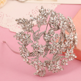 Wedding Bridal Crystal Silver Queen Headbands Tiara Princess Hair Accessories Pageant Prom Retail Jewelry Party Rhinestone Headpiece