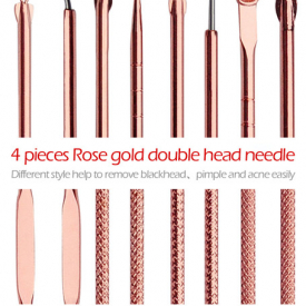 ac004g 4 in 1 set gold silver stainless blackhead acne comedone remover pimple zit removal needles