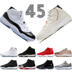 11 11s Platinum Tint Concord 45 Cap and Gown Men Basketball Shoes Prom Night Gym Red Bred Barons Space Jams mens sports sneakers