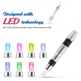 Derma pen led wireless electric microneedle derma stamp pen with 3 Batteries 7 colors light skin care wrinkie removal micro needling pen hom