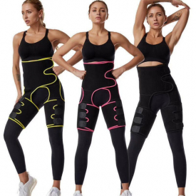 3-in-1 Women Sweat Thigh Trimmers Leg Shaper Body Neoprene Slimming Belt Control Fat Burning Wraps Thermo Belt Waist Trainer
