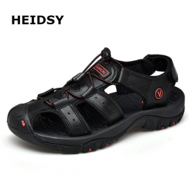Summer Leather Men Sandals Five-color Big size 38-48 Comfortable Beach Shoes Male Outdoor Non-Slip Sneakers Men Roman Sandals