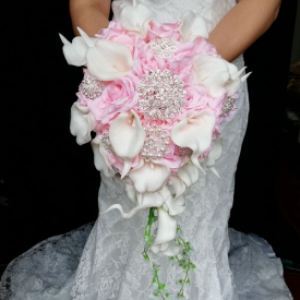 Waterfall/Cascading Wedding Flowers Pink Rose Calla Lilies Bridal Bouquets Artificial Rhinestones Crystal Bouquet De Mariage Dropshipping