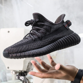 TOP Quality Kanye West Men Running Shoes Triple Black Static White Women Trainers Sneakers Outdoor Mens Shoes