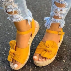 Sandals Summer Fashion Women Casual Shoes Flats Platform 2021Ladies Bowknot Buckle Strap Woman Peep Toe Female