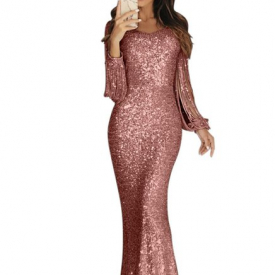 2021 Sequined Evening Dress Prom Gowns Sheer Jewel Neck Beaded Lace Long Sleeve Mermaid Prom Dress Sweep Train Custom Made Illusion Robes De Soirée