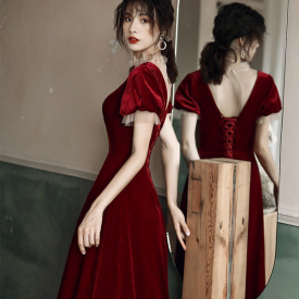 New Slim 2021 Burgundy Arabic Veet Evening Es Celebration Party Gowns Engagement Prom with Sleeves Robe De Soiree 5RYS