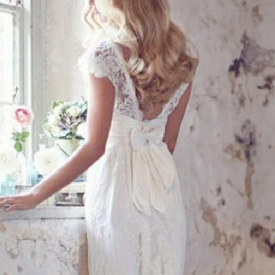 Sexy 2021 New Beach Wedding Es Lace Bridal Gowns with Bow White Ivory Custom Made Elegant Beaded Cap Sleeve Vestidos De Noiva FBPR