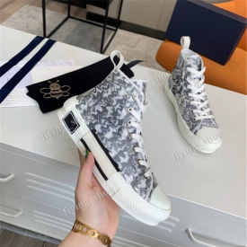 Men Women Casual Shoes Low High Flat Leather Sneakers Print Word Sneaker Walking Sports Trainers Des Chaussures White Black Canvas Scarpe Tennis with box