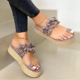Slippers Large Size Women Flowers Flip Flops Platform Beach Shoes Ladies Slides 2021 Summer Sandal Zapatos Mujer 8051R