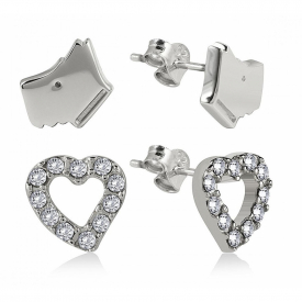 Radley RYJ1035B Women's Silver Tone Stud Earrings Set