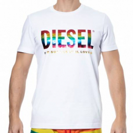 Diesel Rainbow Cotton T-Shirt – White XS