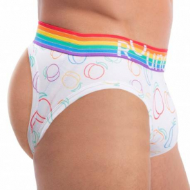 Rounderbum Retro Pride Lift Modal Jock Briefs – White S