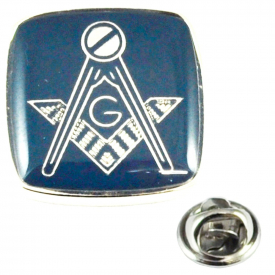 Rhodium Plated & Blue Masonic With G Lapel Pin Badge