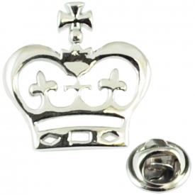 Rhodium Plated Flat Crown Lapel Pin Badge
