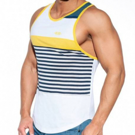 ES Collection Sailor Jeans Tank Top – White – Yellow M