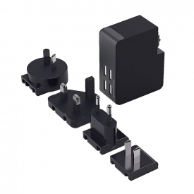 Swiss Mobility 4 Port USB Worldwide Travel Charger Fast High Output – Black