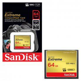 SanDisk Extreme Compact Flash CF Memory Card UDMA7 up to 120 MB/s Read – 64GB