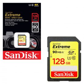 Sandisk Extreme SD SDXC Memory Card UHS-1 U3 Class 10 90MB/s 16hr – 128GB