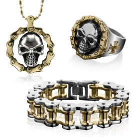 Chain Link Collection – Skull Ring Set