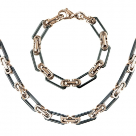 Ceramic & Steel Men’s Necklace & Bracelet Set