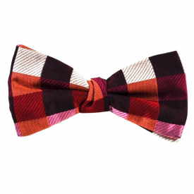 Shades of Red Square Patterned Silk Bow Tie