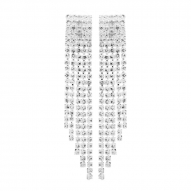 Silver Plated Diamante Crystal Drop Earrings