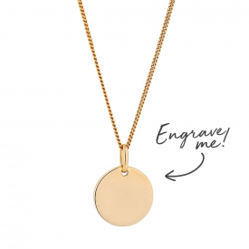 12Ct Gold Plated Sterling Silver 925 Yellow  Disc Short Pendant Necklace