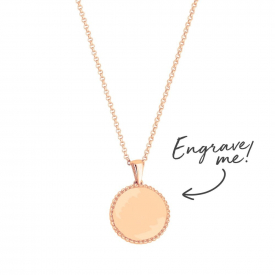 14ct Rose Gold Plated Sterling Silver 925 Beaded Edge Personalised Disc Pendant
