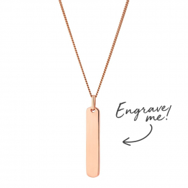 14ct Rose Gold Plated Sterling Silver 925 Vertical Bar Necklace – Personalise By Engraving