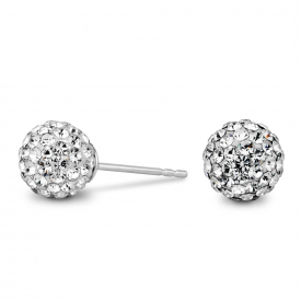Sterling Silver 925 8mm Pave Ball Studs