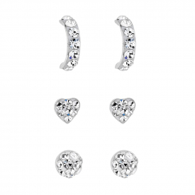 Sterling Silver 925 Crystal Embellished Stud Earring Set