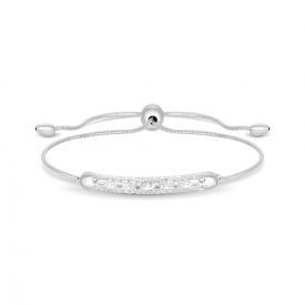 Sterling Silver 925 Cubic Zirconia Filigree Bar Toggle Bracelet
