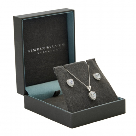 Sterling Silver 925 Cubic Zirconia Heart Set –  Gift Boxed