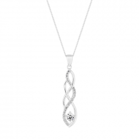 Sterling Silver 925 Cubic Zirconia Intertwined Pendant Necklace