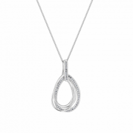 Sterling Silver 925 Cubic Zirconia Multi Oval Ring Necklace