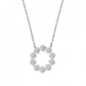 Sterling Silver 925 Cubic Zirconia Open Flower Necklace