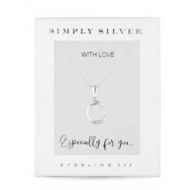 Sterling Silver 925 Polished Alphabet Necklace – Letter C