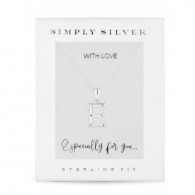 Sterling Silver 925 Polished Alphabet Necklace – Letter E