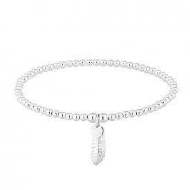 Sterling Silver 925 Silver  Feather Stretch Bracelet