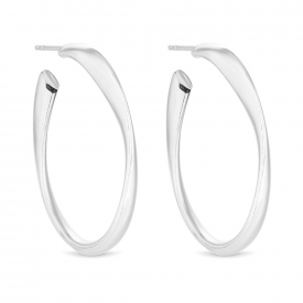 Sterling Silver 925 Silver  Oval Wavy Hoop Earring