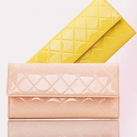 Women Quilted Patent Leather Wallet Long Design Wallet Clutch