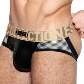 ES Collection Squares Gold Jock – Black XS